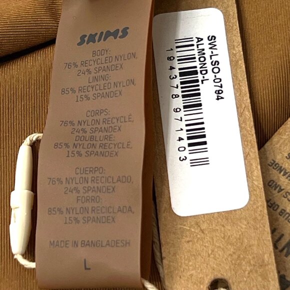 SKIMS Swim Long Sleeve One Piece Almond Large - Picture 10 of 14